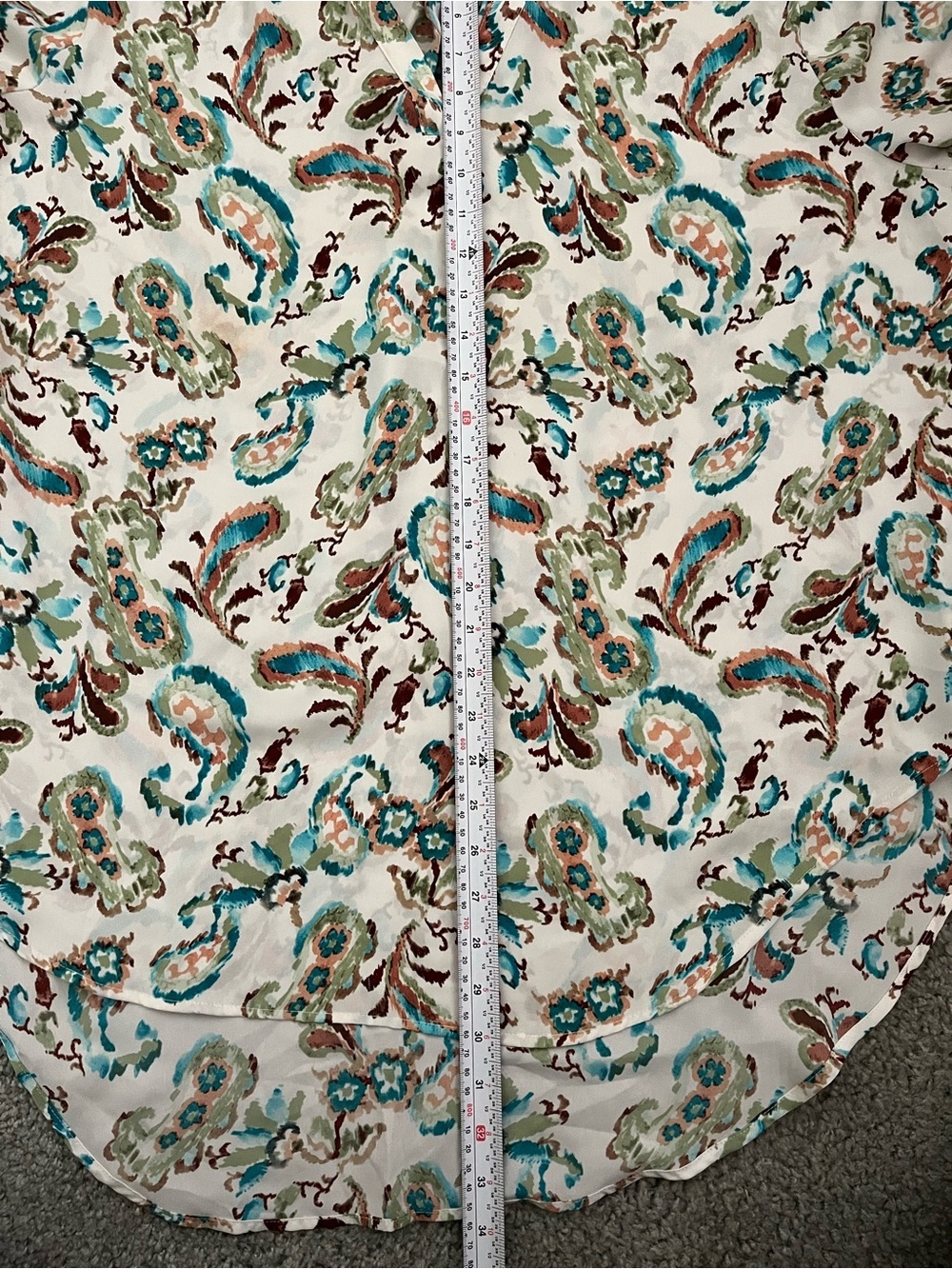 Cato Cream Paisley Blouse with Teal & Brown Accents - Picture 5 of 8
